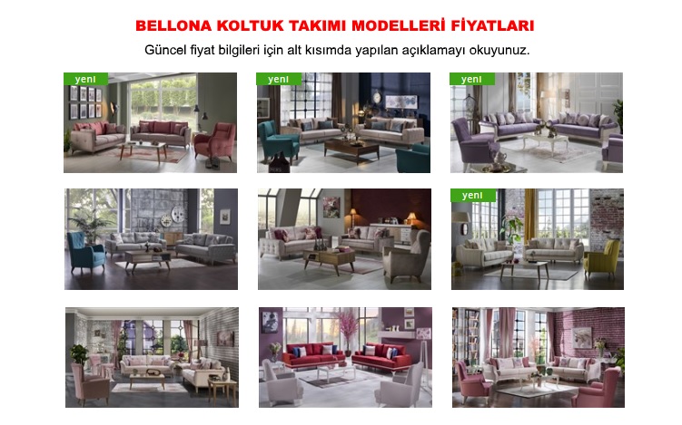 Bellona Koltuk Takımları Fiyat Listesi